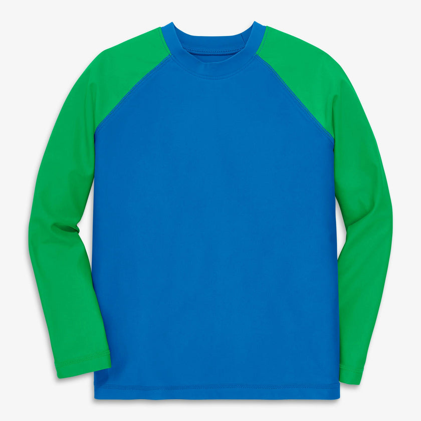 Kids Long Sleeve Baseball Rash Guard, Blue