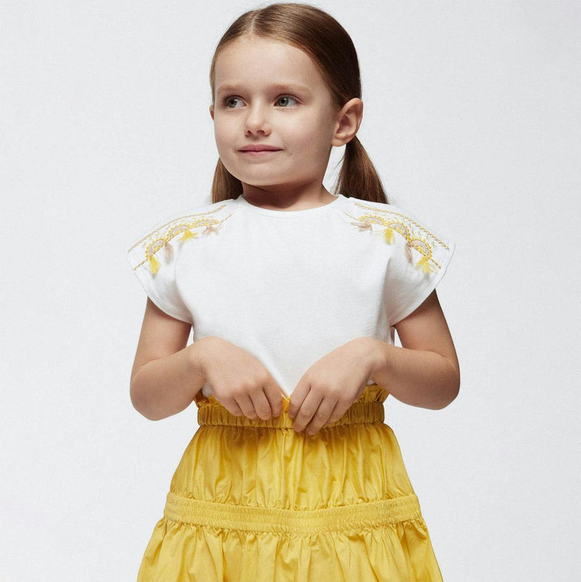 White Tassel Embroidered T-Shirt