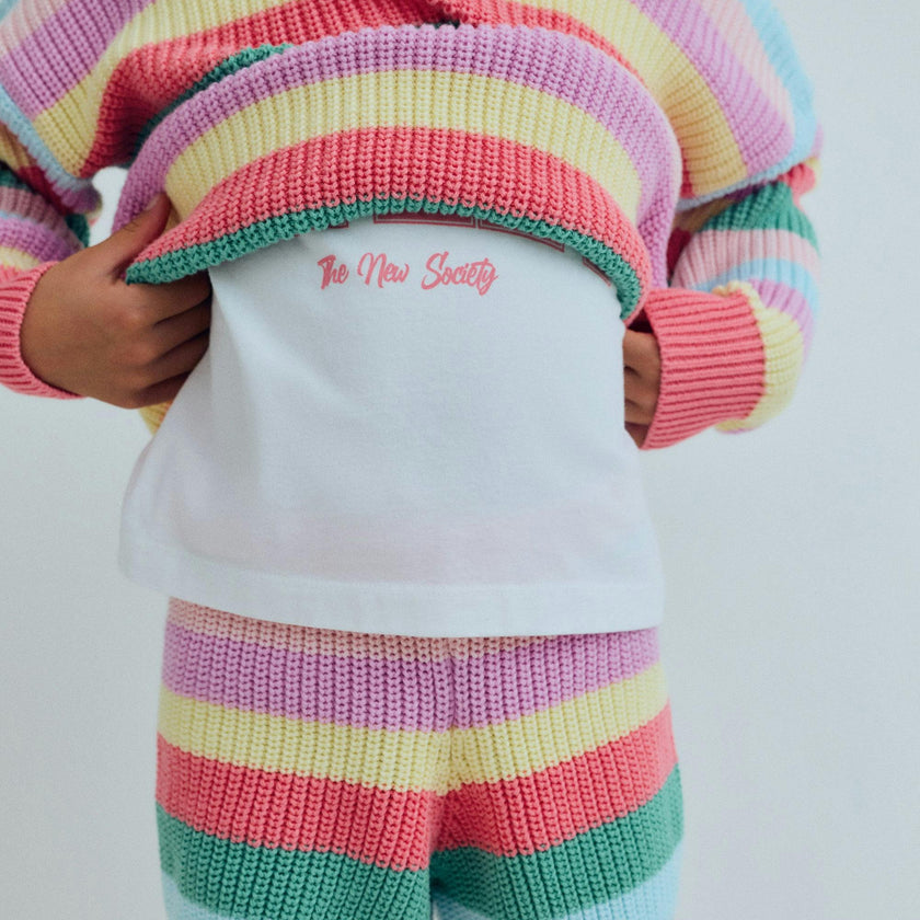 Canela Short Flamingo Pink Multicolor Stripes