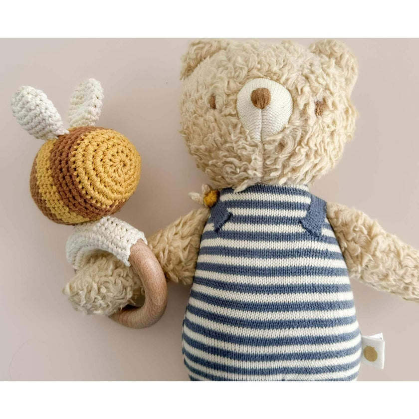 Cotton Crochet Rattle Teether Bee