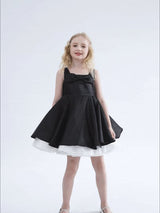 Black Lucienne Satin Bow Dress