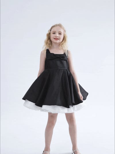 Black Lucienne Satin Bow Dress