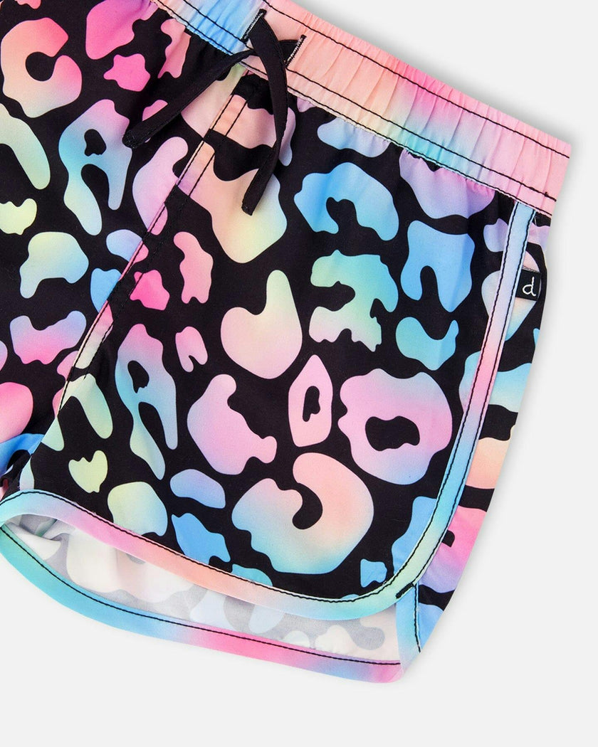 Swim Shorts Black Leopard Print