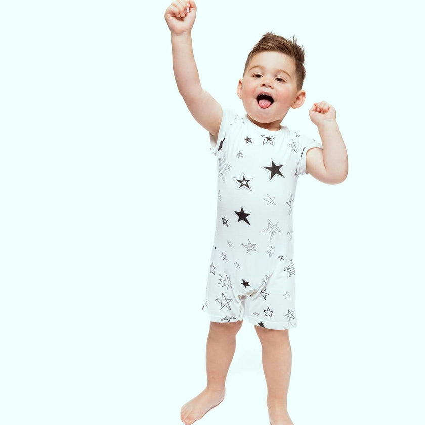 Organic Snap Romper in Stars