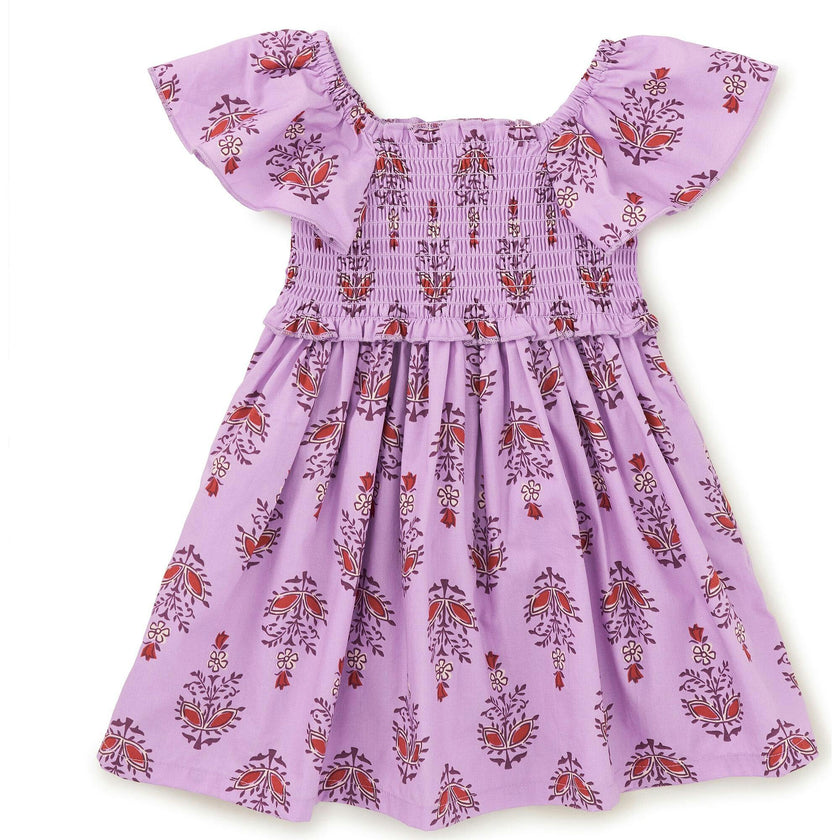 Flutter Sleeve Smocked Dress, Pink