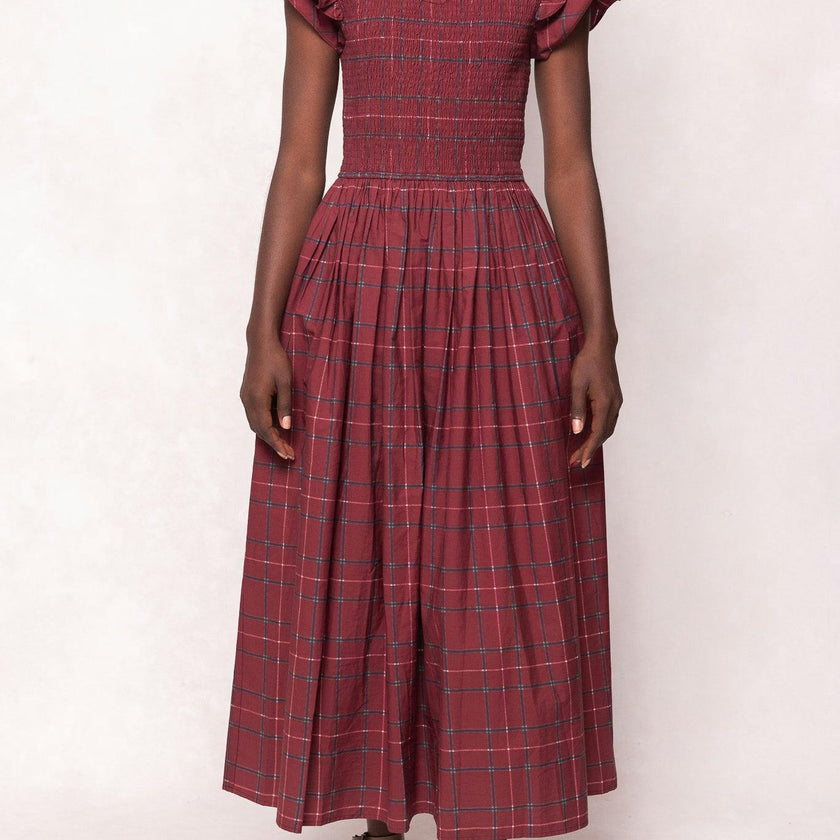 Hattie Dress in Burgundy Plaid