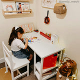 Wooden Desk & Chair Set with 4 Storage Shelves