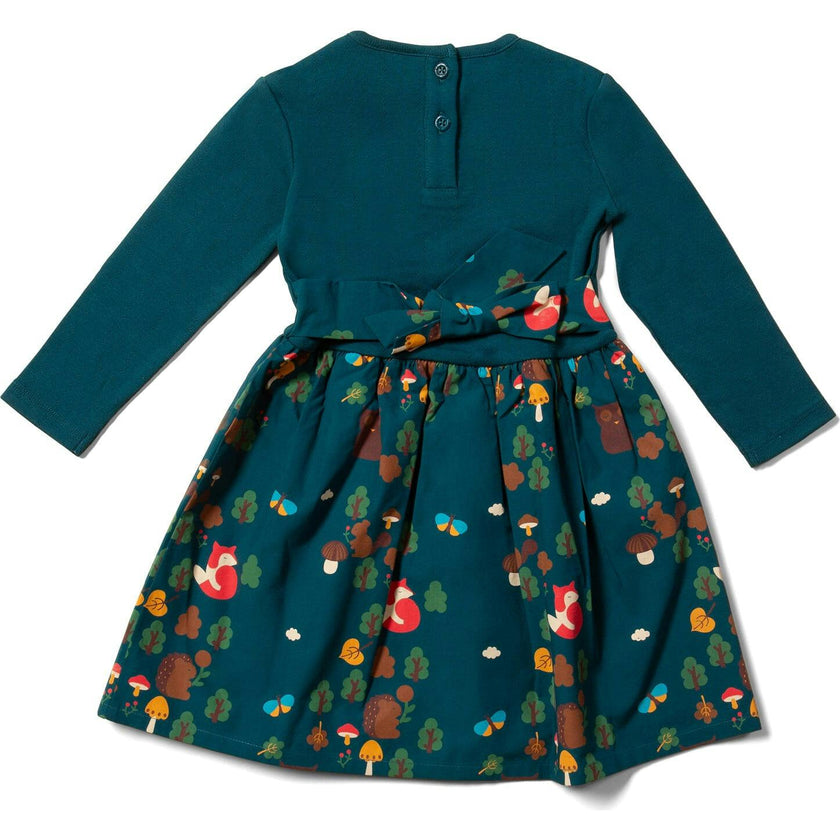 Pointelle Long Sleeve Bow Tie Wide Skirt Twirler Dress, Multi