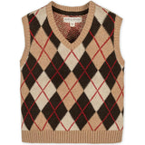 Organic V-Neck Argyle Sweater Vest, Brown