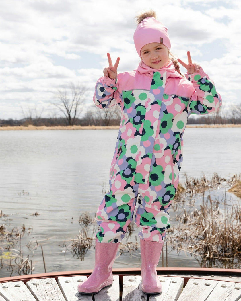 Kids Mid-Season One-Piece Outerwear Black Printed Flowers
