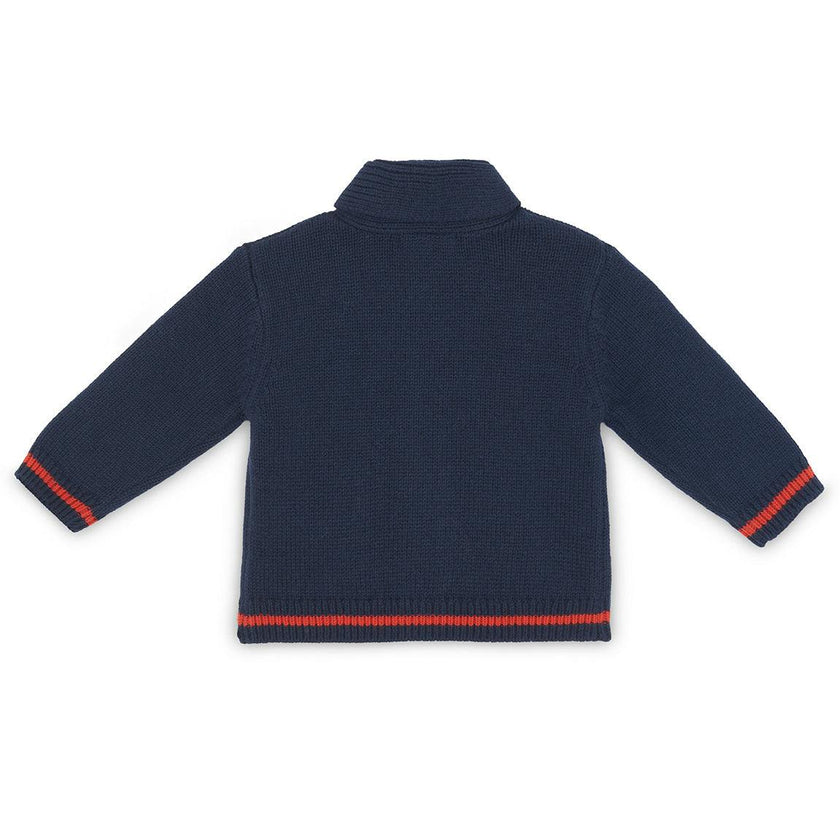 BONTON Hubert Collared Baby Cardigan - Bleu Brut