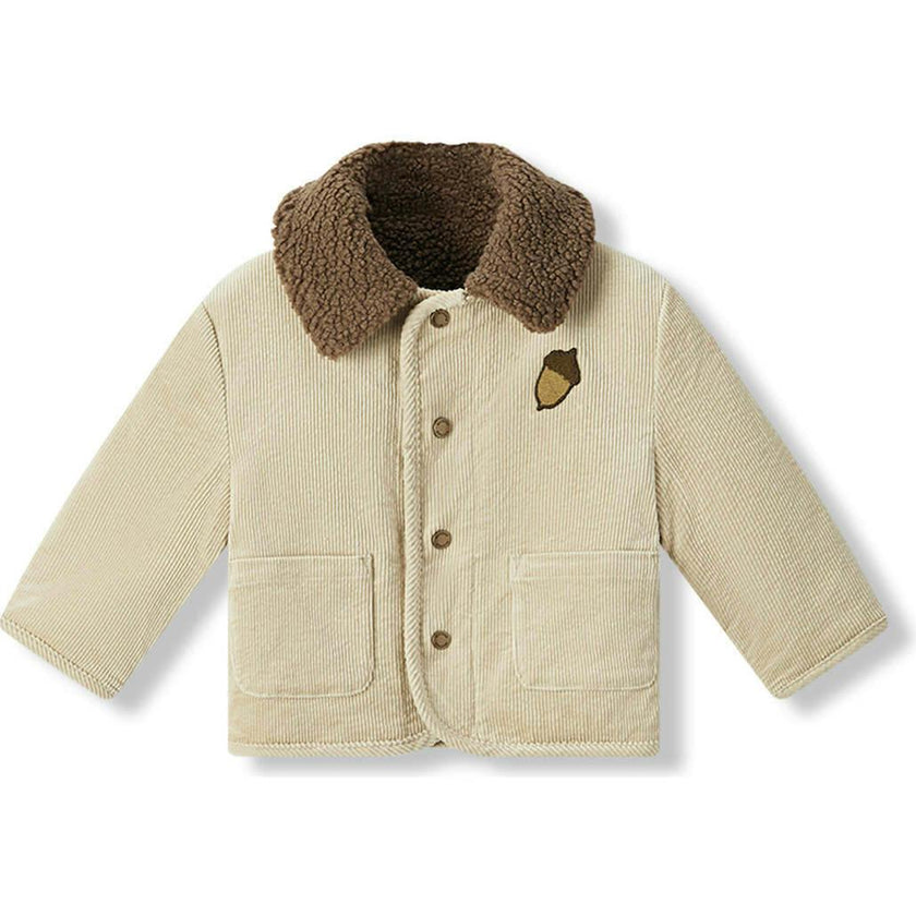 Beige Corduroy Sherpa Reversible Jacket