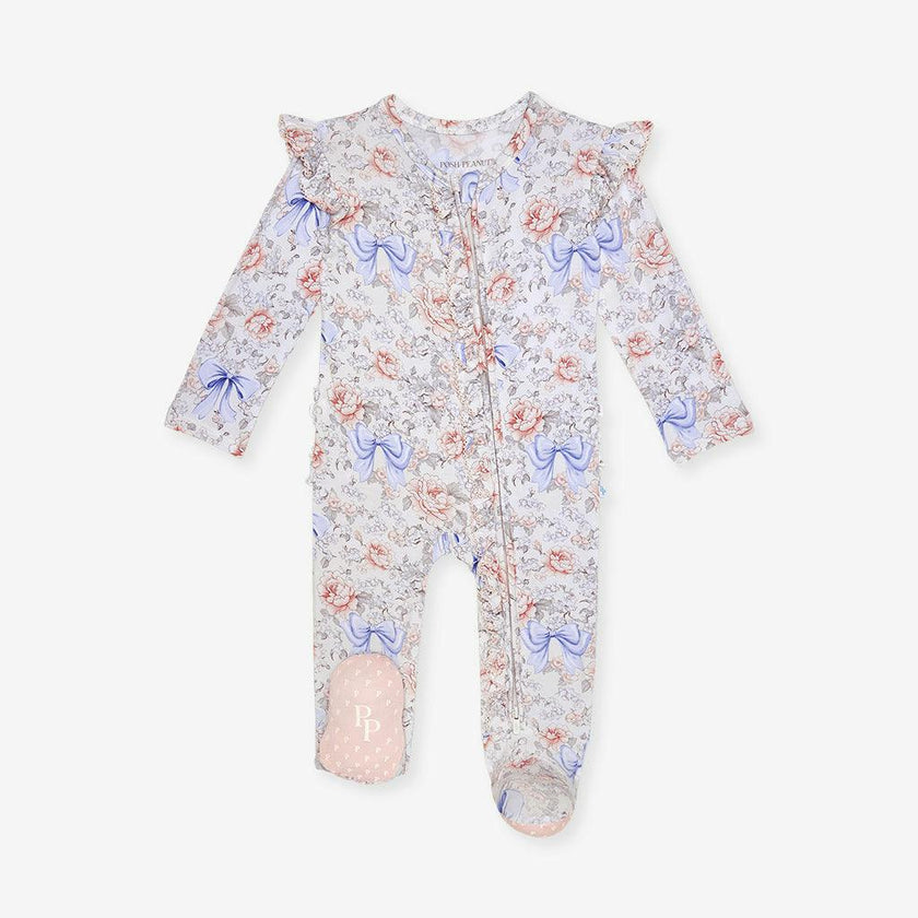 Agatha Picot Footie Ruffled Zippered One Piece