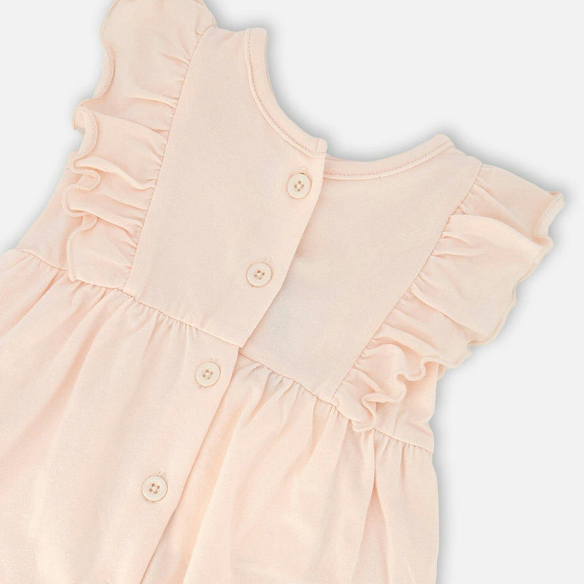 Organic Cotton Jersey Romper With Frills