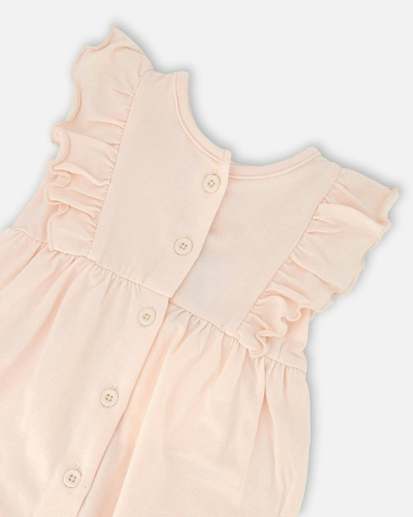 Organic Cotton Jersey Romper With Frills