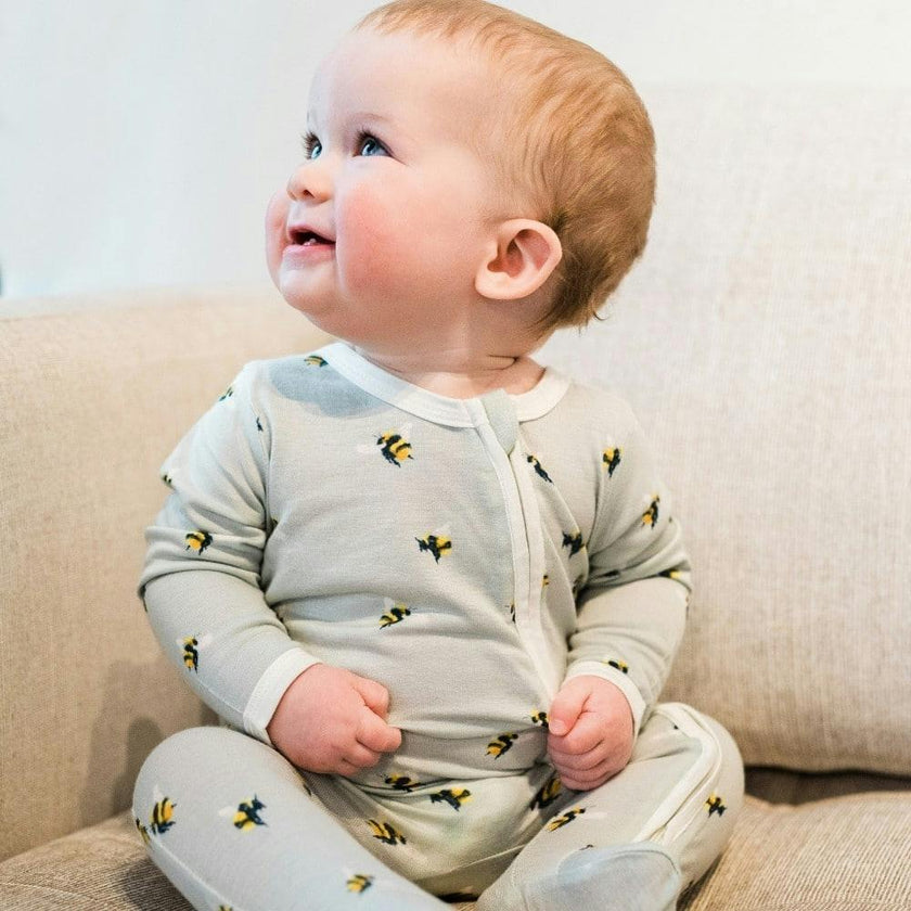 Coastal Bamboo Zipper Footed Romper