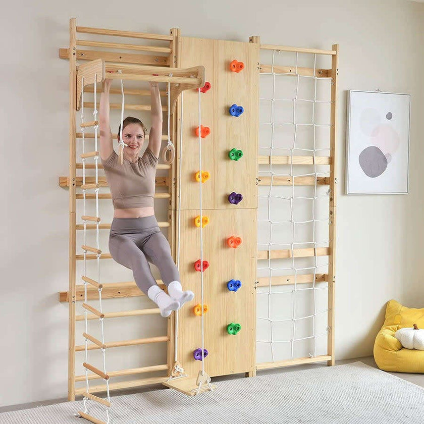 Walnut | Swedish Ladder Jungle Gym - Wall Mounted