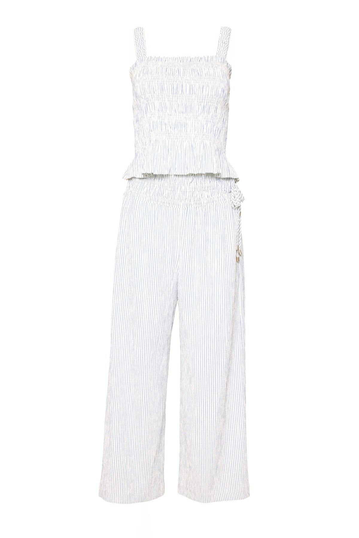 Harley Top in Blue & White Pinstripe