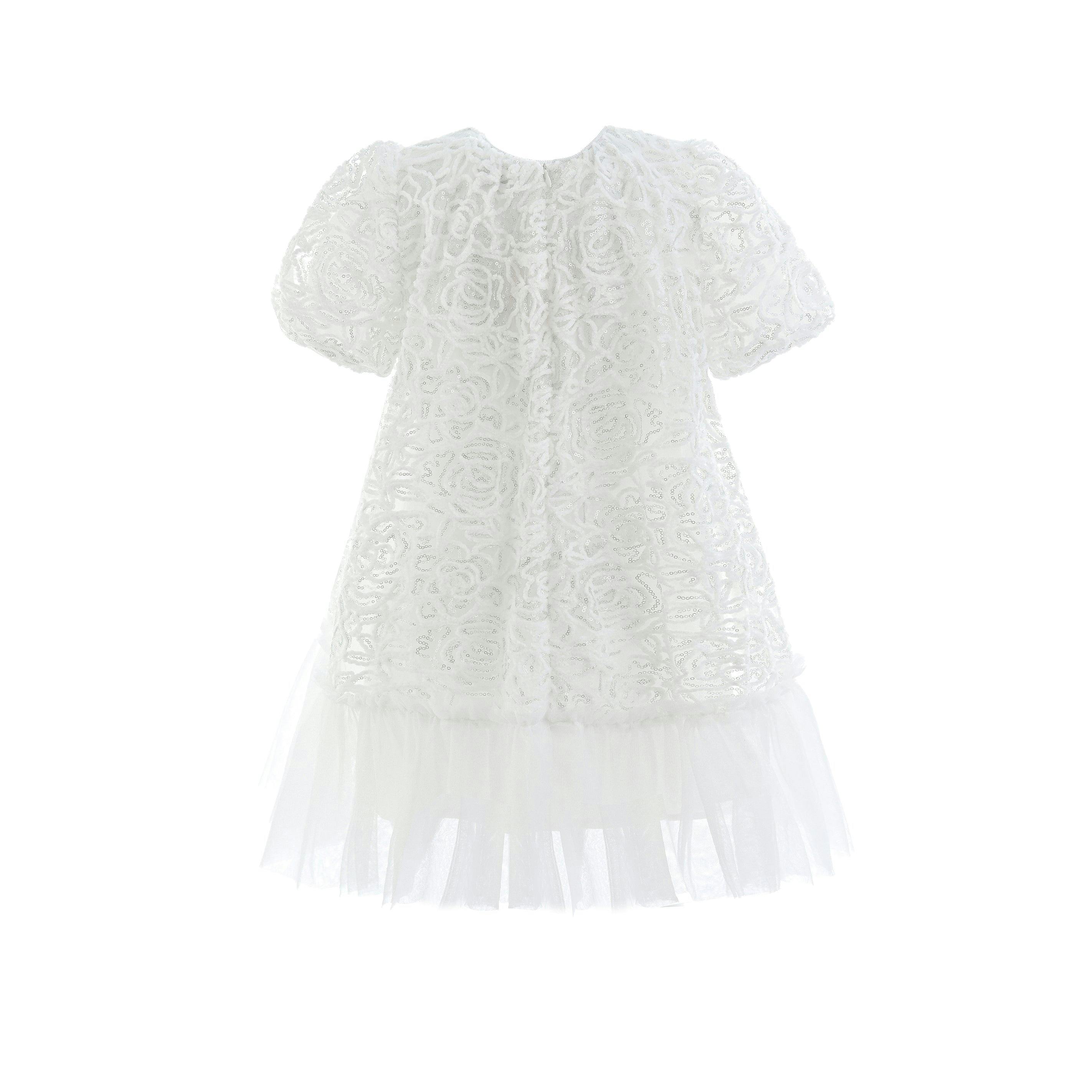 White Embroidered Tulle Milan Dress