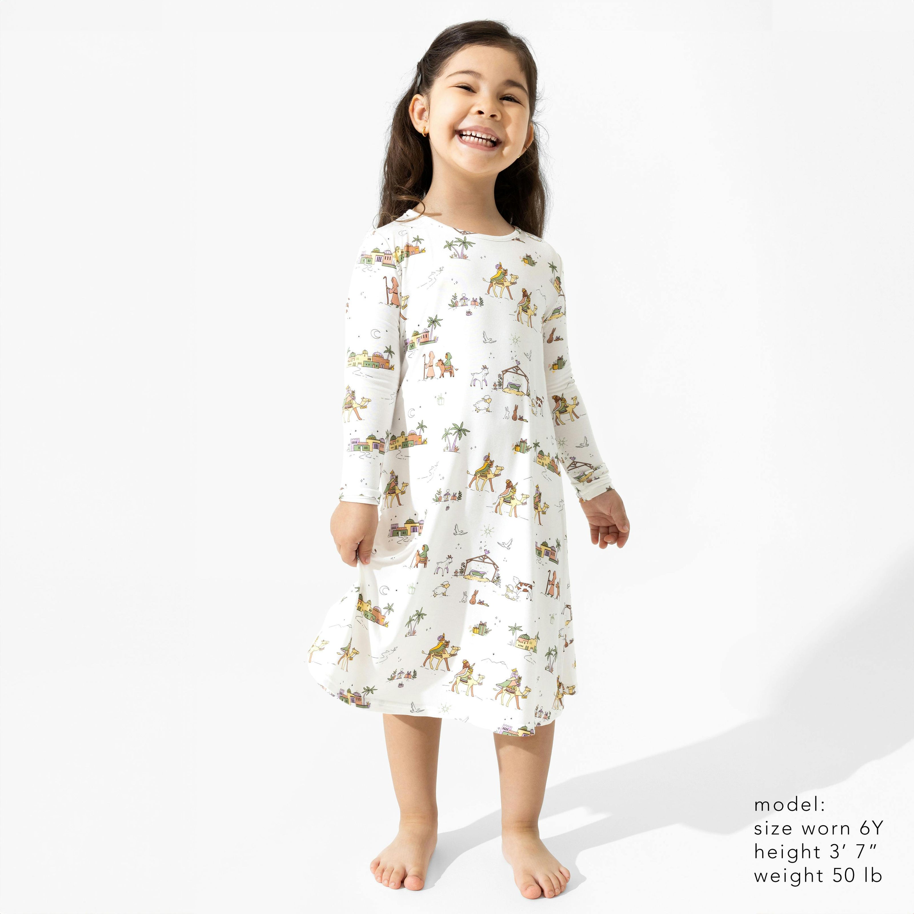 Yuletide Bamboo Girls' Long Sleeve Dress