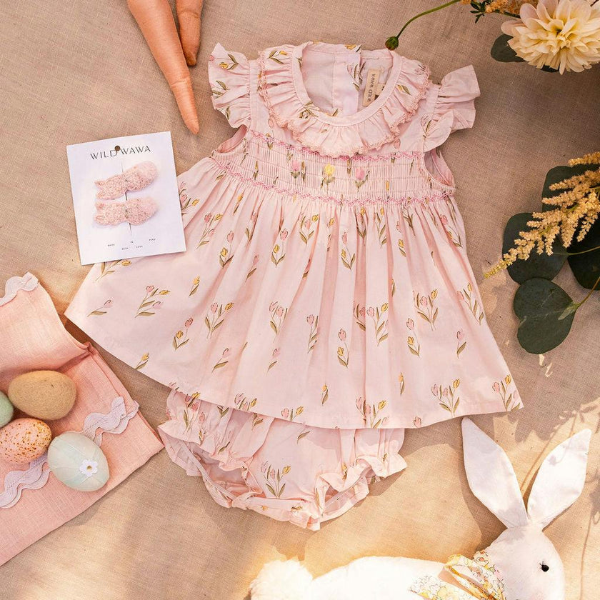 Smock Flutter Set in Dancing Tulips