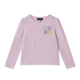 Girls Speckled Long Sleeve Tee| Pink Flowers