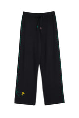 Wool-Cashmere Peanuts Stripe Wide Leg Track Pants