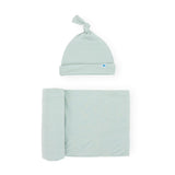 Stretch Knit Swaddle and Hat Set - Frost Green