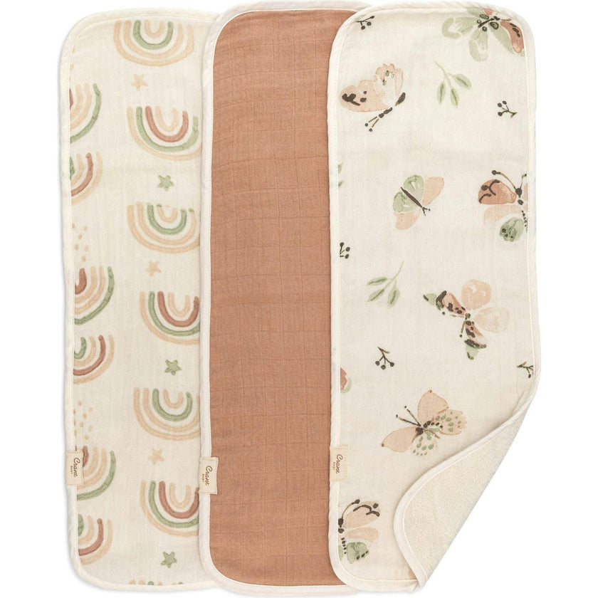 Parker 3-pc. Newborn Burp Cloth Set (Rainbow/Butterfly)