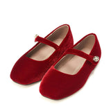 Whitney Velvet Square-Toe Mary Jane Shoes
