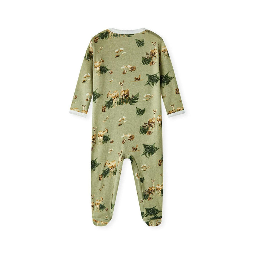 Forest Party Organic Cotton Zipper Footed Romper