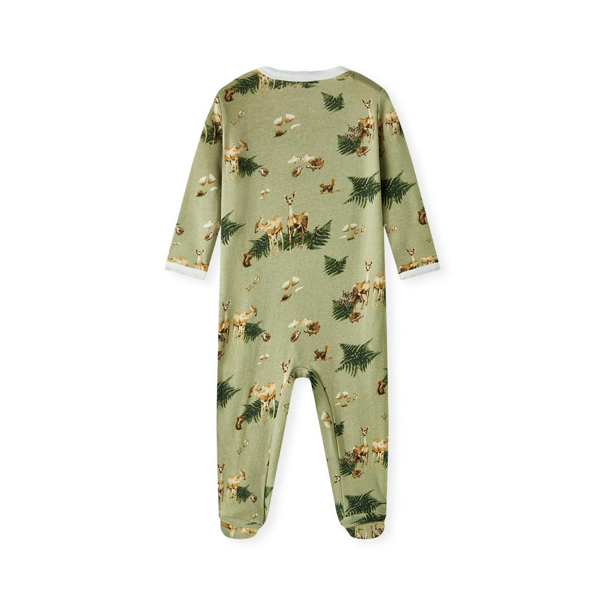 Forest Party Organic Cotton Zipper Footed Romper