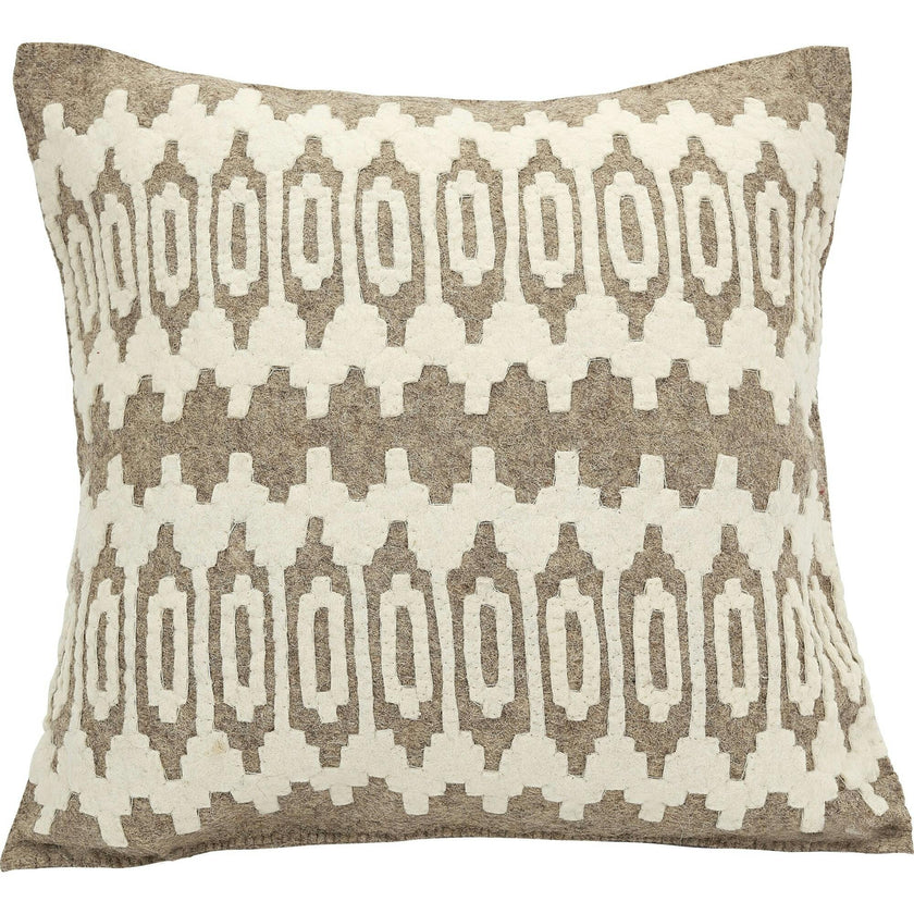 Hand Felted Wool Pillow - Scandinavian Design Gray - 20"