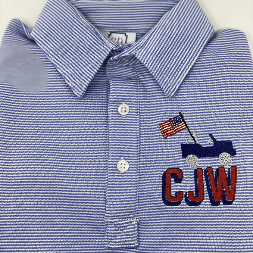 Griffin Boys' Pima Cotton Polo Golf Shirt Blue Stripes