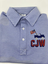 Griffin Boys' Pima Cotton Polo Golf Shirt Blue Stripes