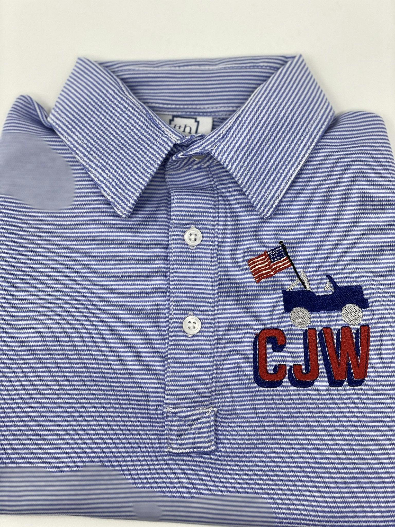 Griffin Boys' Pima Cotton Polo Golf Shirt Blue Stripes