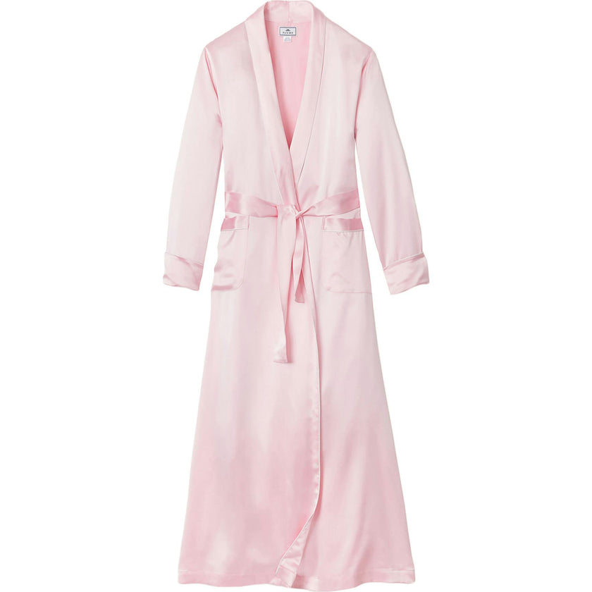 Women's Silk Long Robe in White