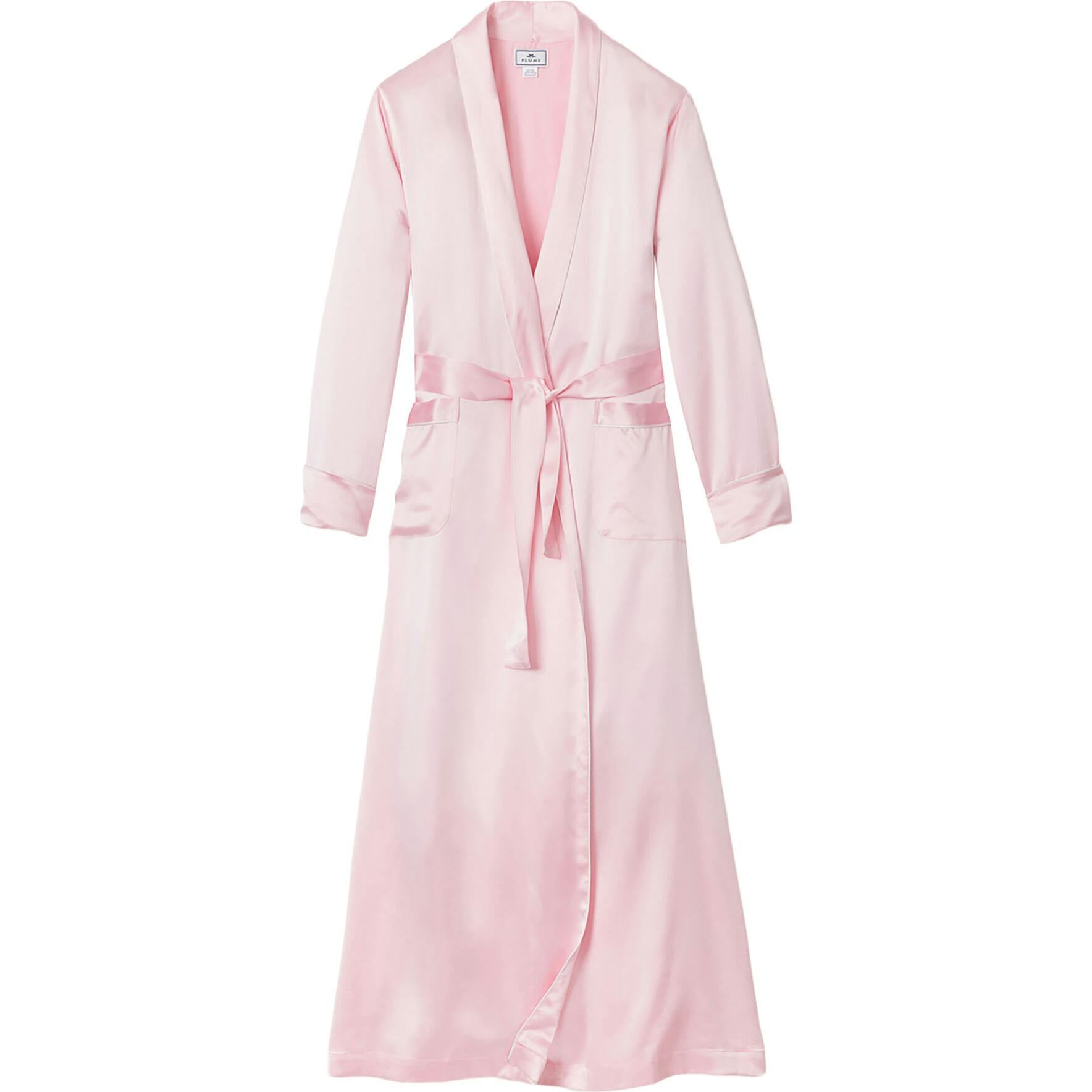 Women's Silk Long Robe in Navy