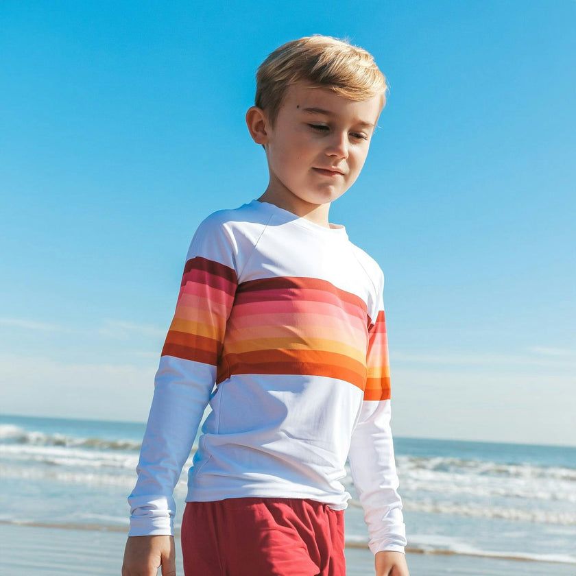 Sunset Beach Rainbow Rash Guard