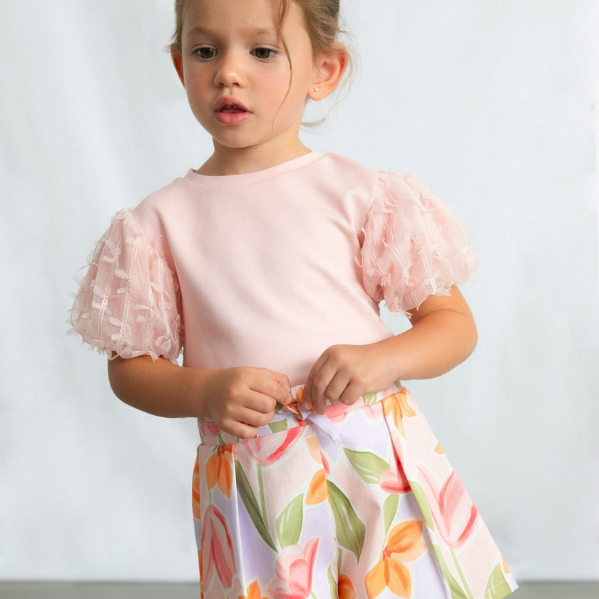 Pink Baby Top With Puff Sleeves