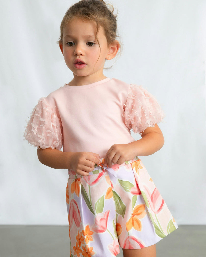 Pink Baby Top With Puff Sleeves