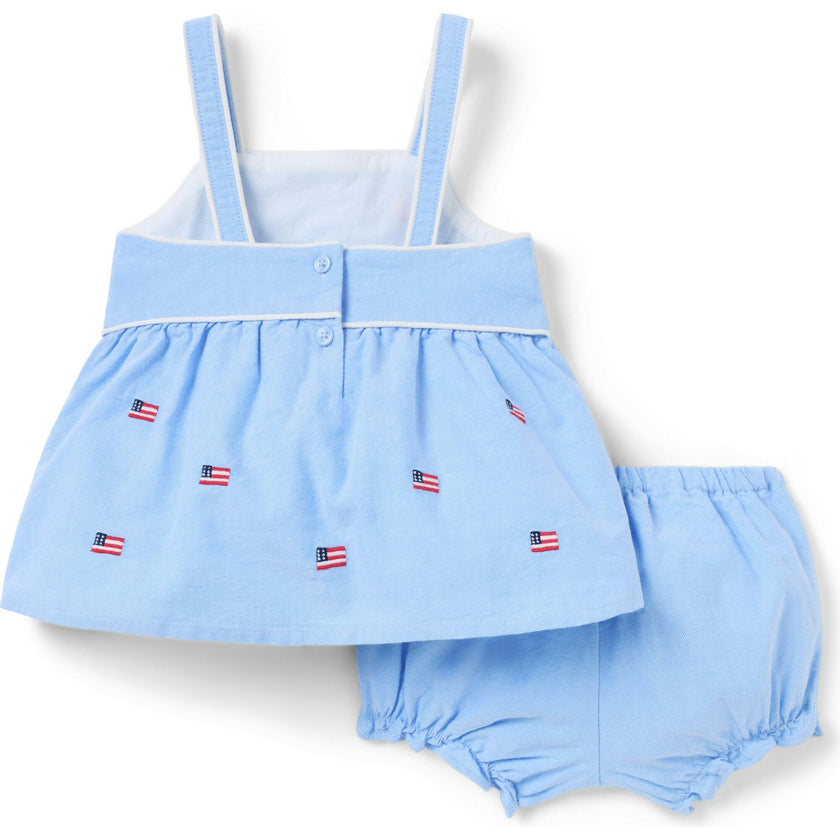Baby Embroidered Flag Matching Set