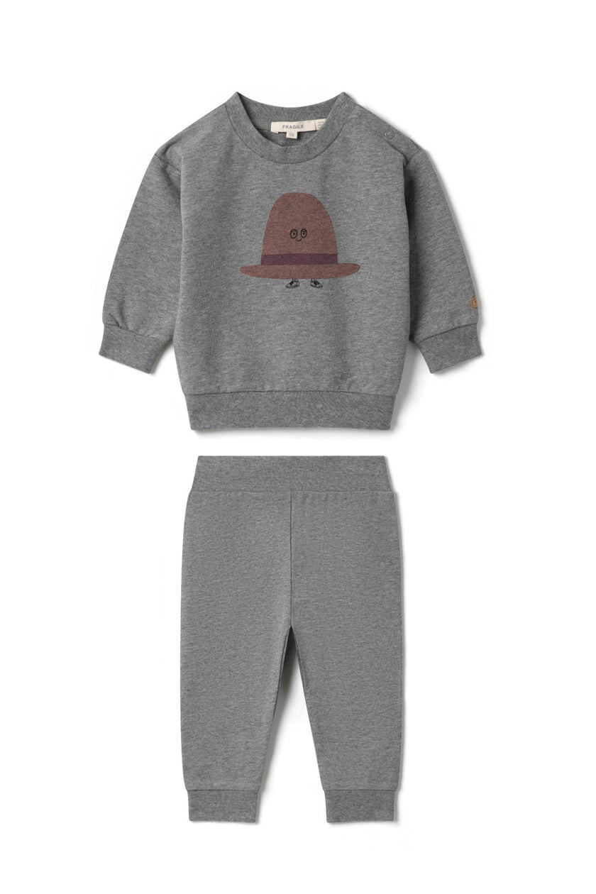 Hat Print Sweatshirt and Elastic Waist Pants Two Piece Set