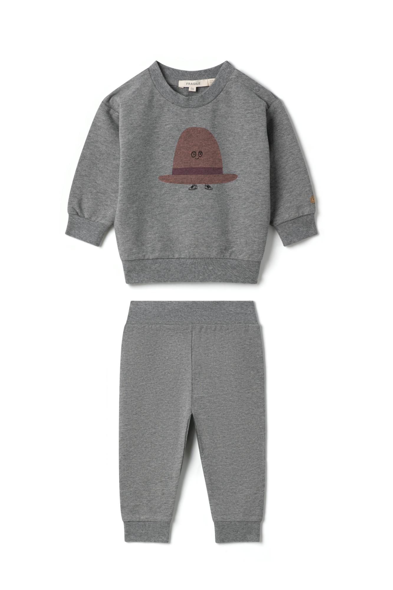 Hat Print Sweatshirt and Elastic Waist Pants Two Piece Set