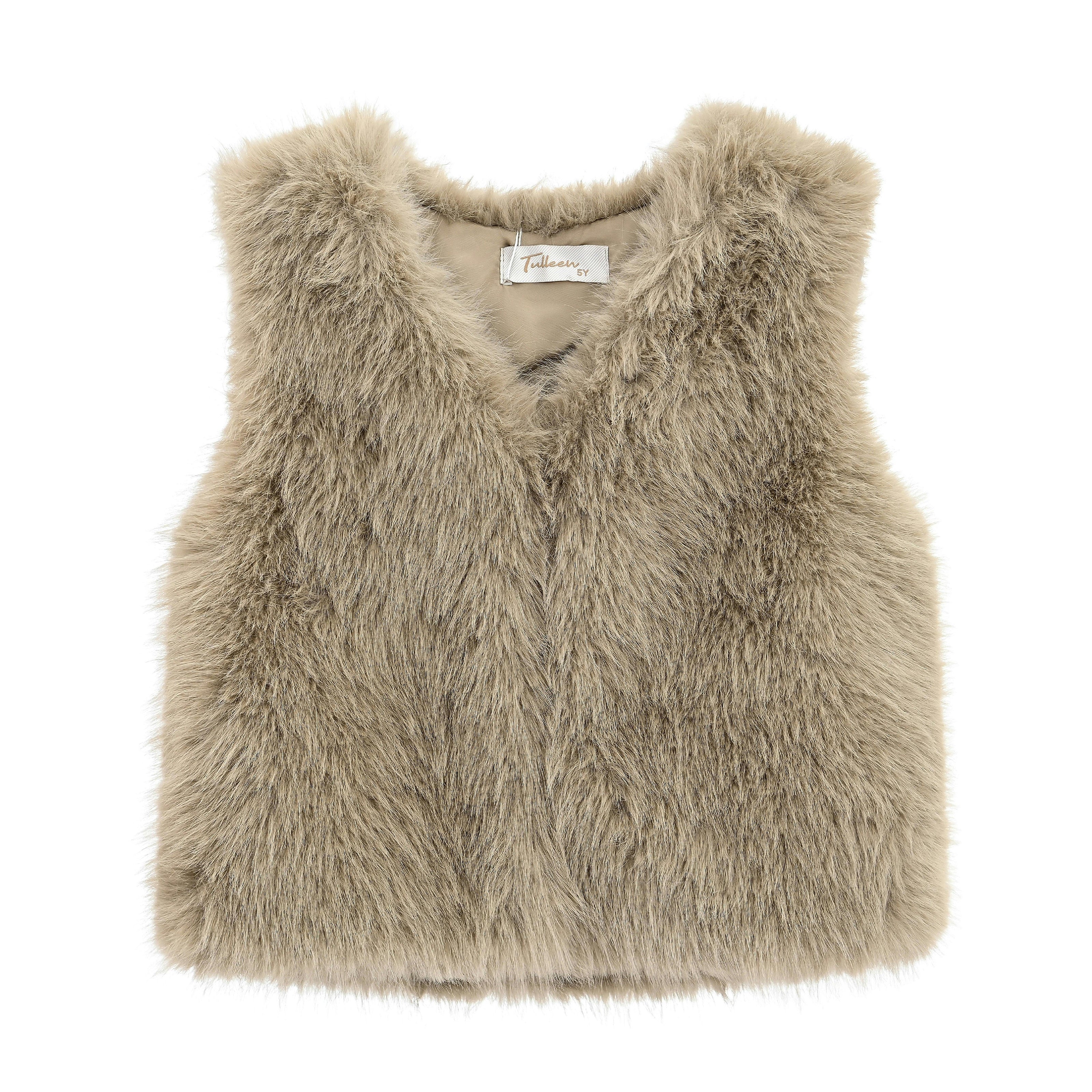 Khaki Faux Fur Chic Vest