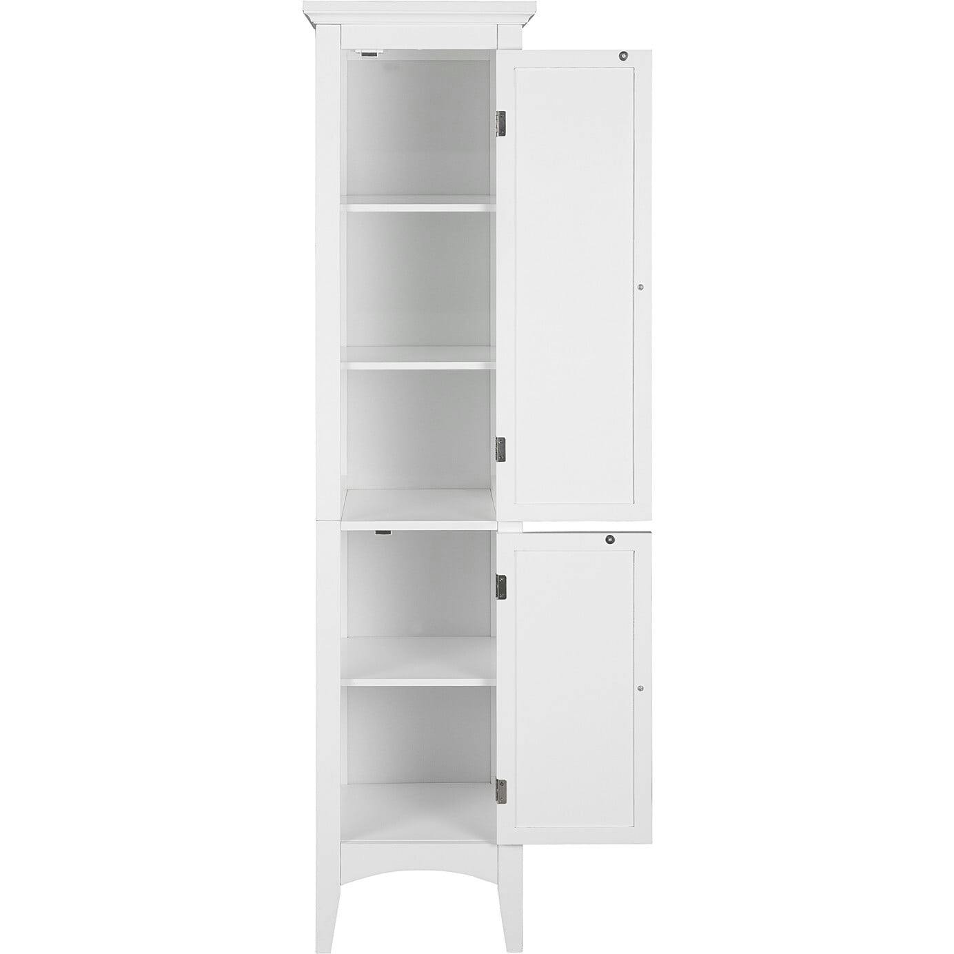 Glancy Tall Slim Free Standing Linen Storage Cabinet with 2 Louvered Doors 5 Tier Shelves