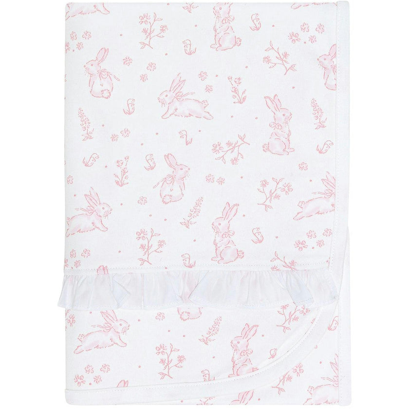 Pink Bunny Toile Blanket