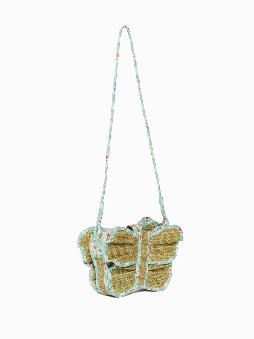 Lorna Murray x La Coqueta Sage Floral Stripe Flutterby Grass Bag