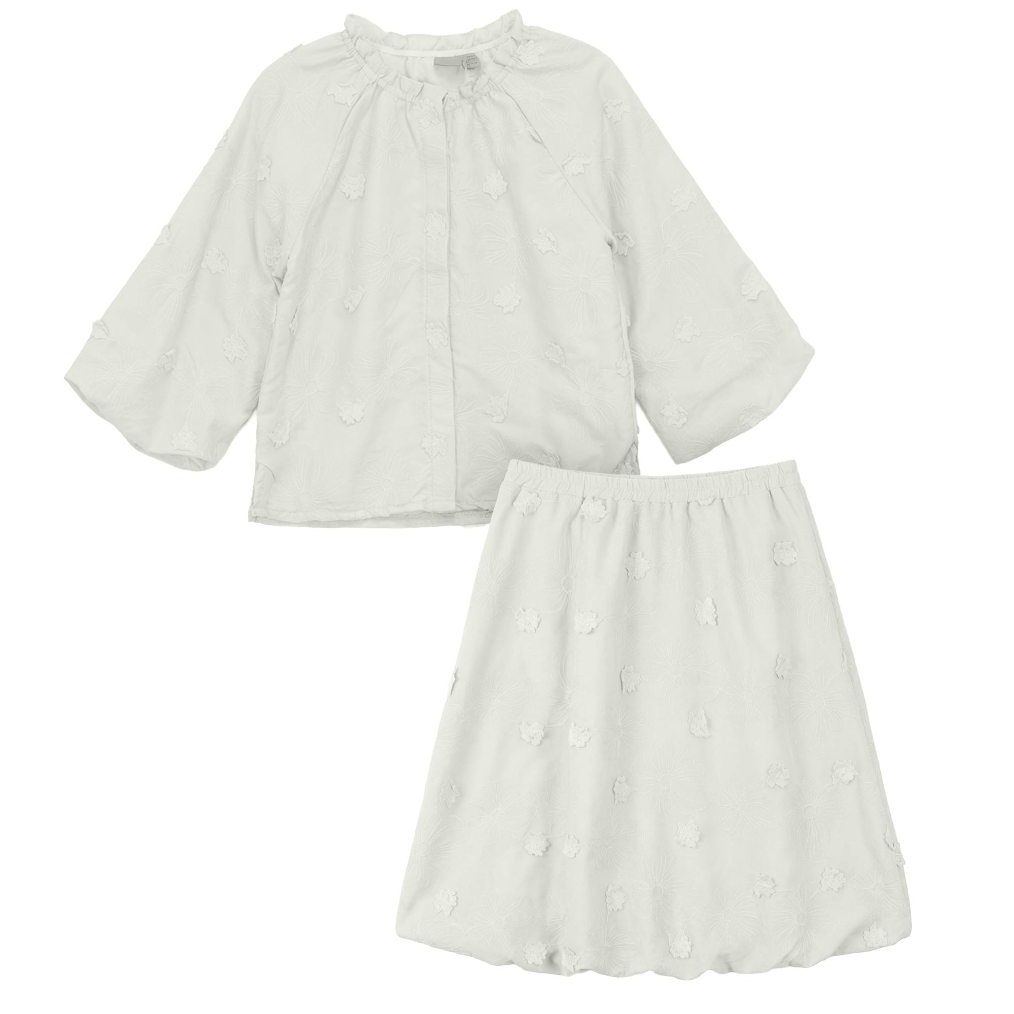 Floral Embroidery Applique Skirt Set
