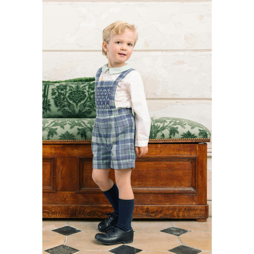George Blue Tartan Overalls and Shirt